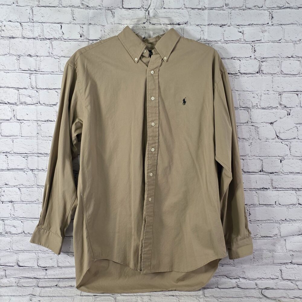 Polp Ralph Lauren Men's Brown Blaire Long Sleeve Dress Shirt Button Down Shirt